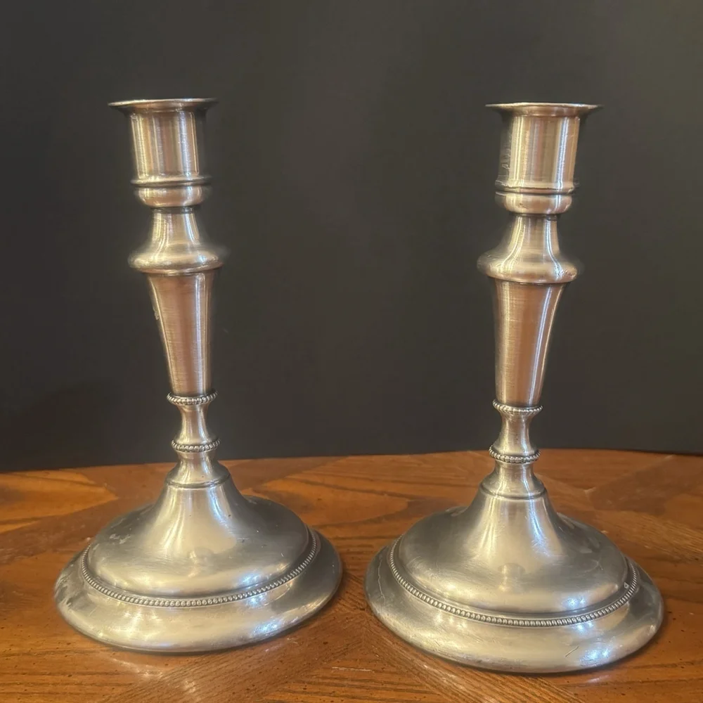 Vtg Superior Silver Co Quadruple Silver Plate Candleholders 7” Height Polished